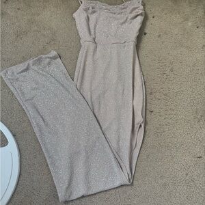 Windsor Cream Maxi Dress with Elegant Ribbed Design